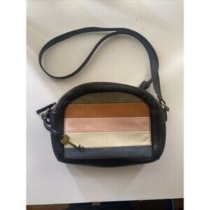 Fossil Women's Chelsea Crossbody Shoulder Strap Bag Purse Key Colorful Stripes